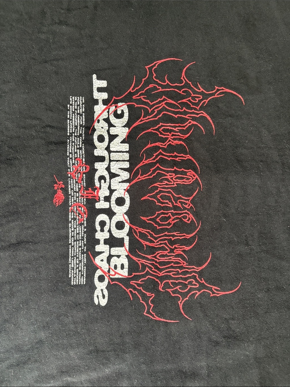 Civil Regime Black Tee with Red and White Print